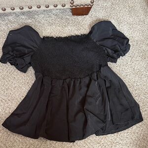 SHEIN Elegant Black Puff Sleeve Blouse